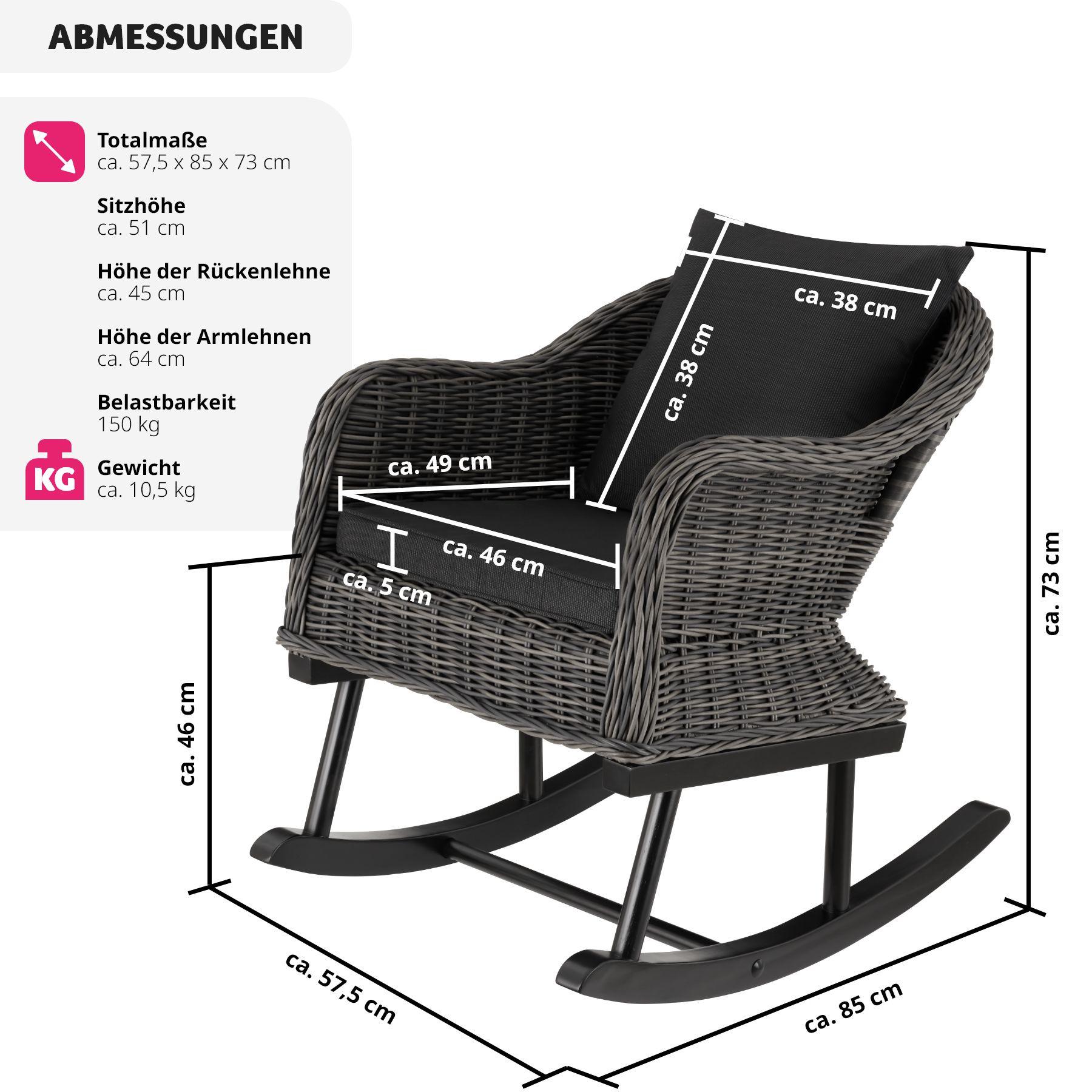 Tectake Rattan Schaukelstuhl Rovigo 150kg  