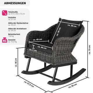 Tectake Rattan Schaukelstuhl Rovigo 150kg  