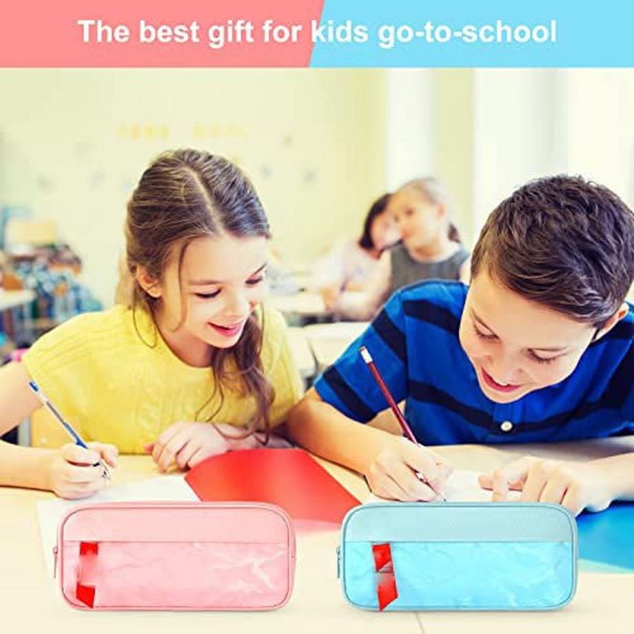 Only-bags.store  Große Kapazität Leinwand Mäppchen, Mehrlagige Studenten Federmäppchen Federtasche Schlampermäppchen 