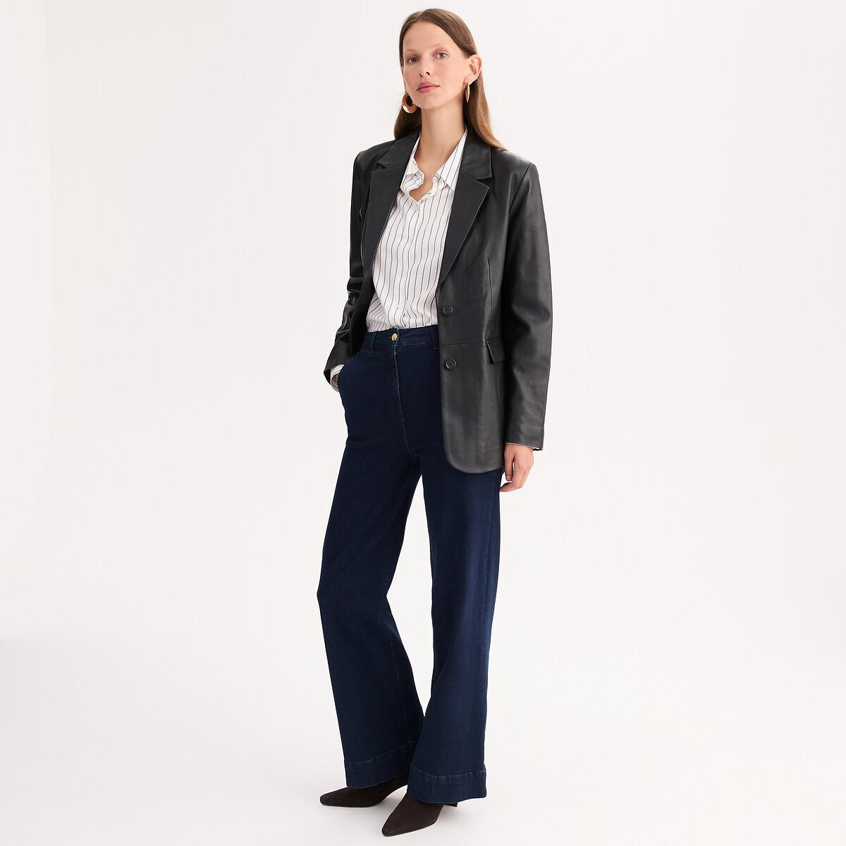 La Redoute Collections Blazer coupe droite en cuir d'agneau  