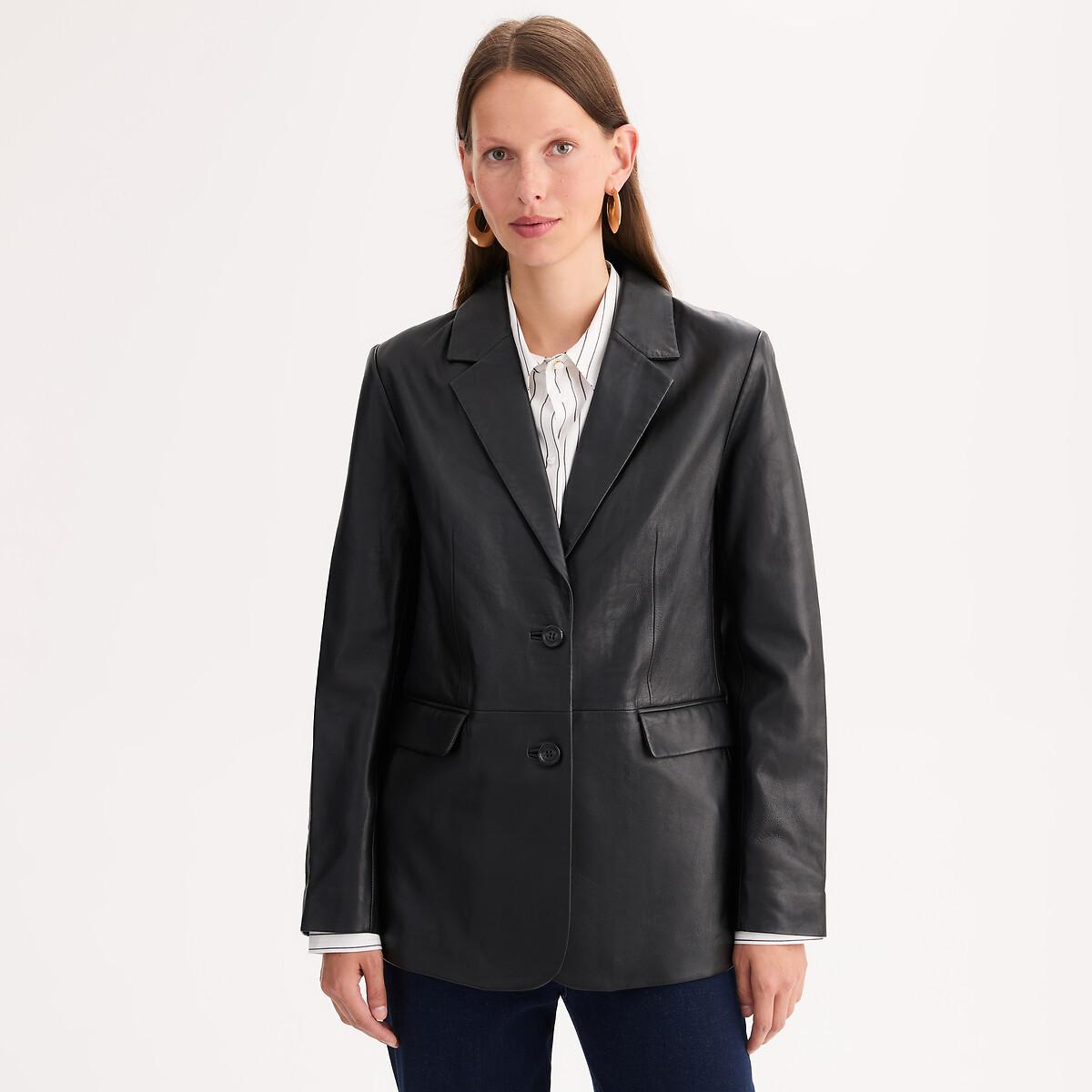 La Redoute Collections Blazer coupe droite en cuir d'agneau  