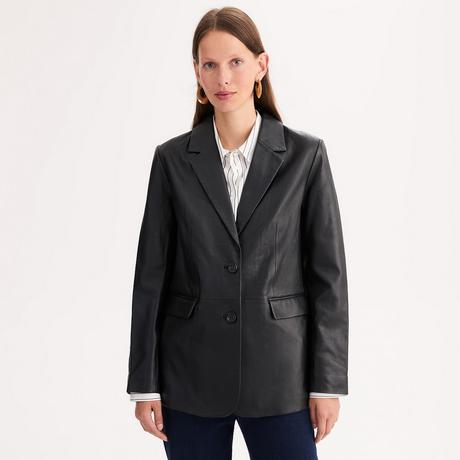 La Redoute Collections Blazer coupe droite en cuir d'agneau  