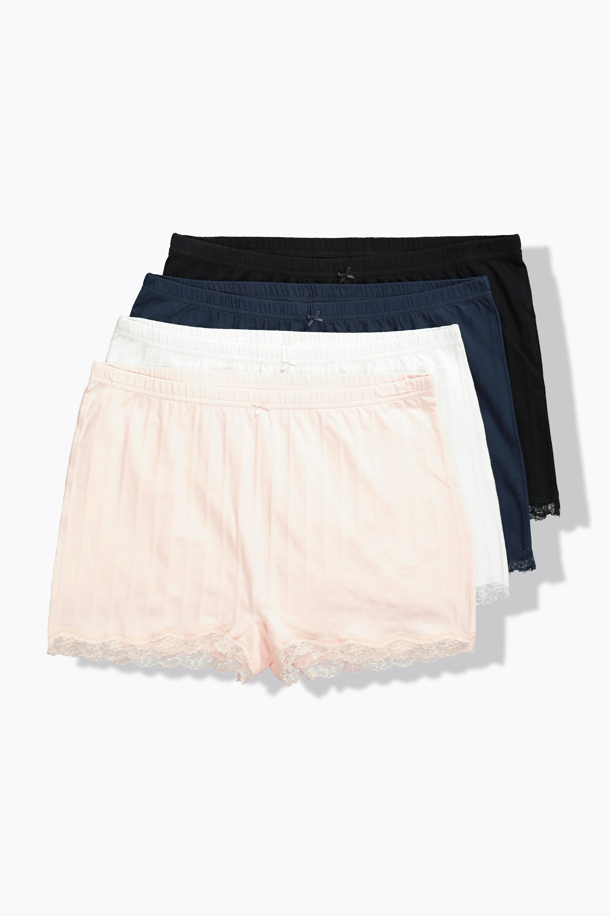 Ulla Popken Shorties Lot de 4 Maille Ajourée Dentelle  