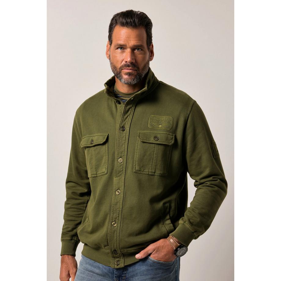 JP1880 Sweatjacke Stehkragen Badges Vintage Look  