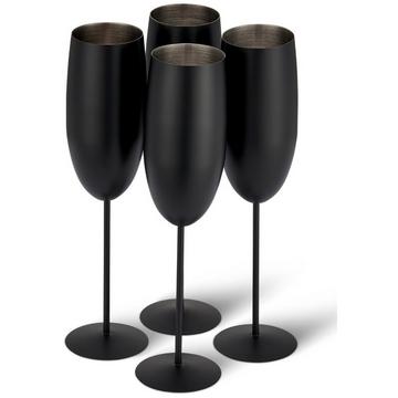 Acier inoxydable Flûtes à champagne Noir mat Set de 4 pièces