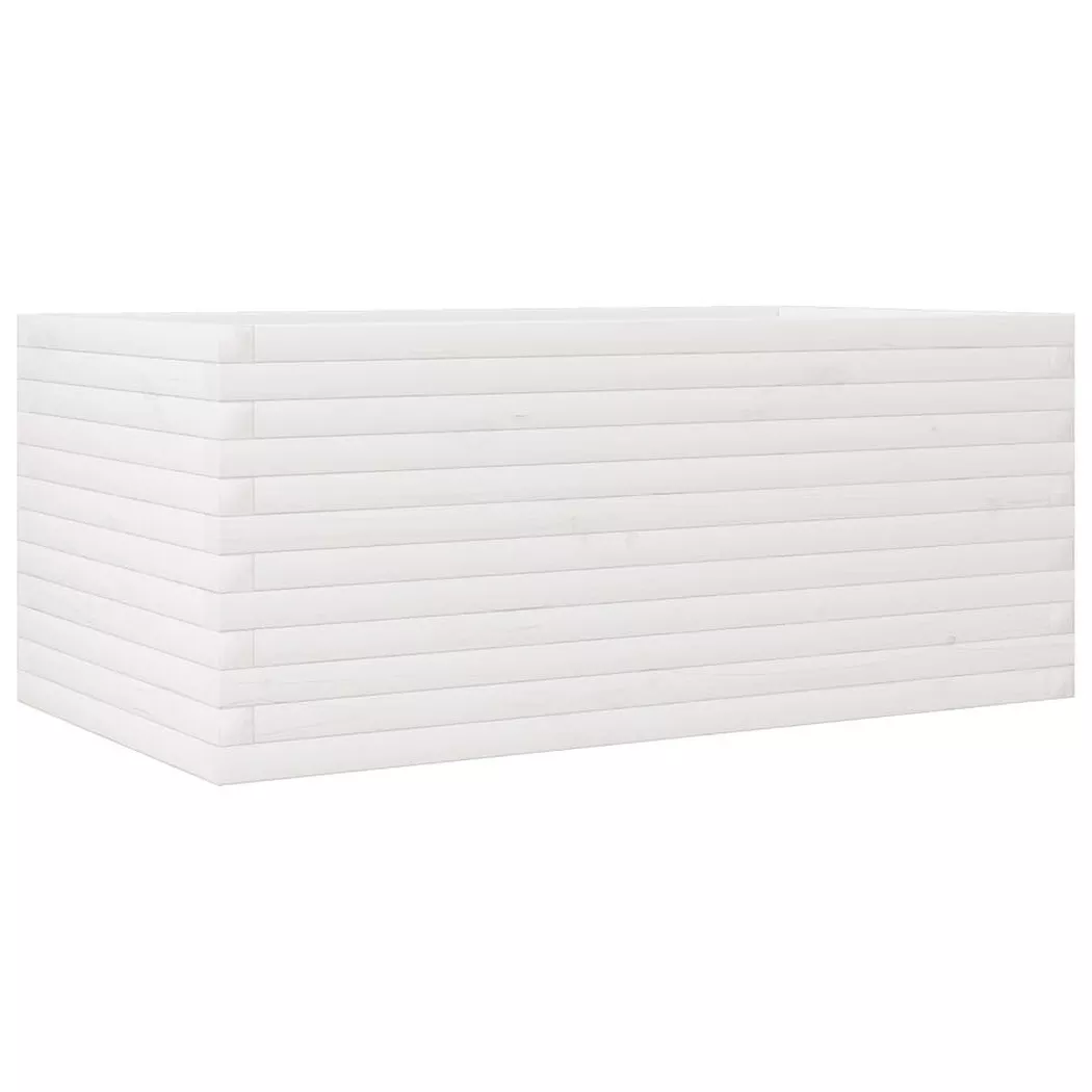 Jardinière blanc 110x60x45,5 cm bois de pin massif