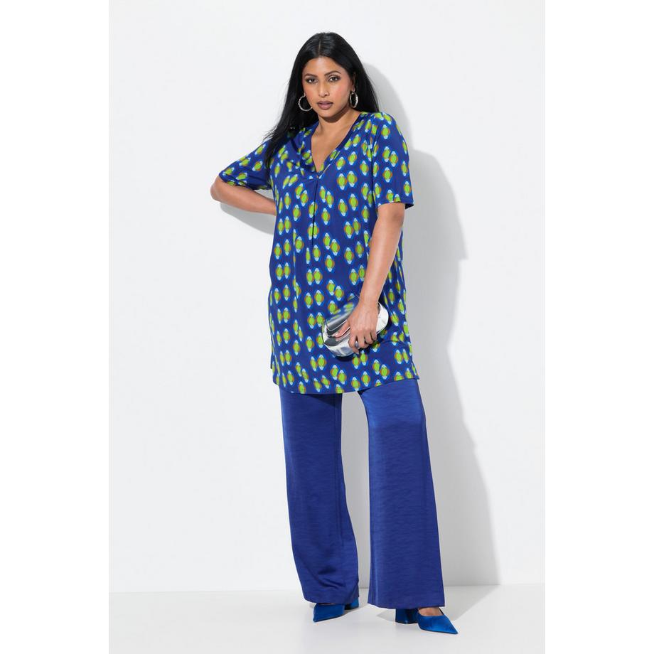 Ulla Popken Slinky A-Linie V-Ausschnitt Halbarm Longshirt  