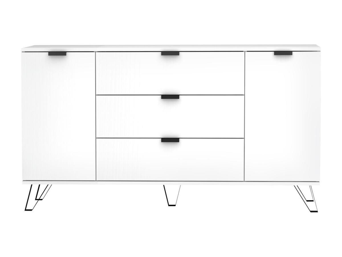 Vente-unique  Credenza con 2 ante e 3 cassetti Bianco e Nero  - MENODA 