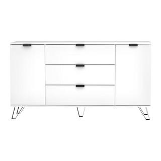 Vente-unique  Credenza con 2 ante e 3 cassetti Bianco e Nero  - MENODA 