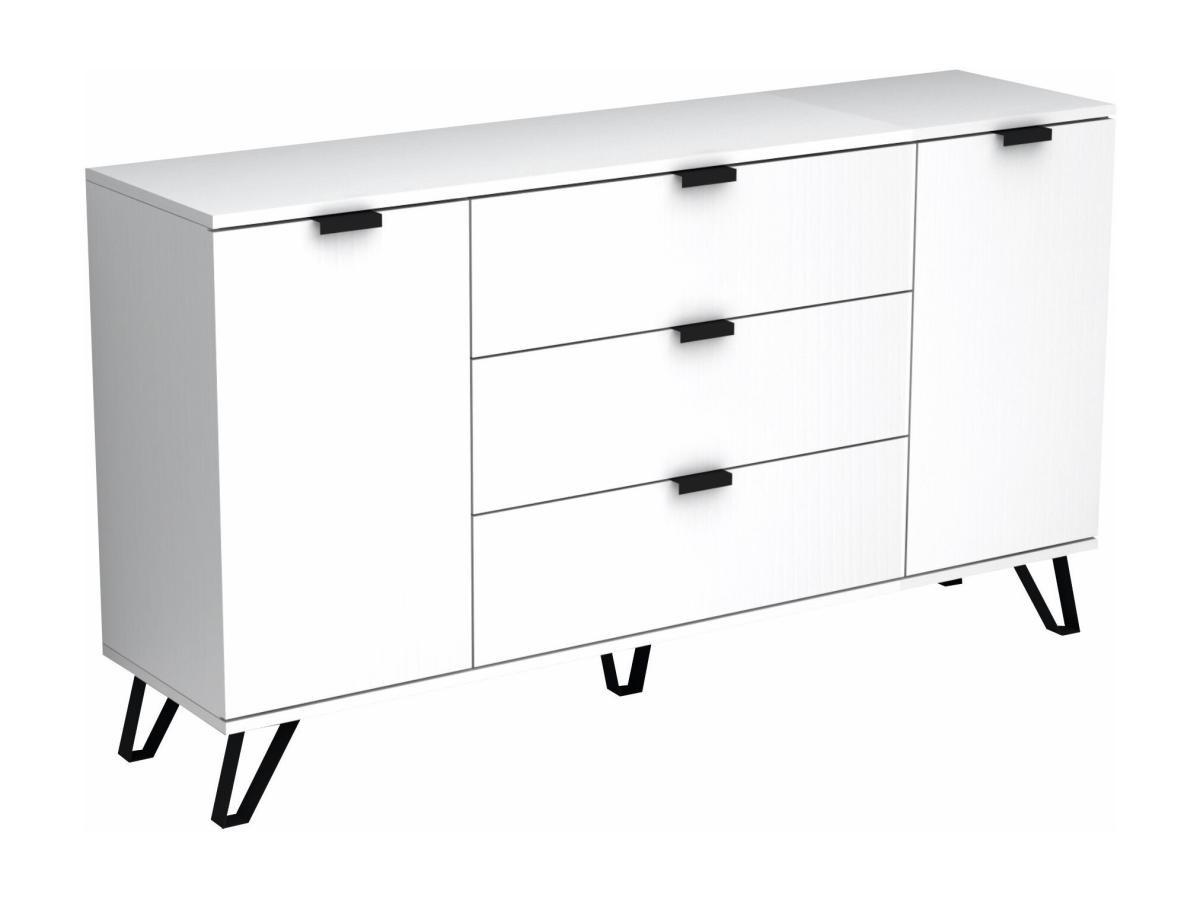 Vente-unique  Credenza con 2 ante e 3 cassetti Bianco e Nero  - MENODA 