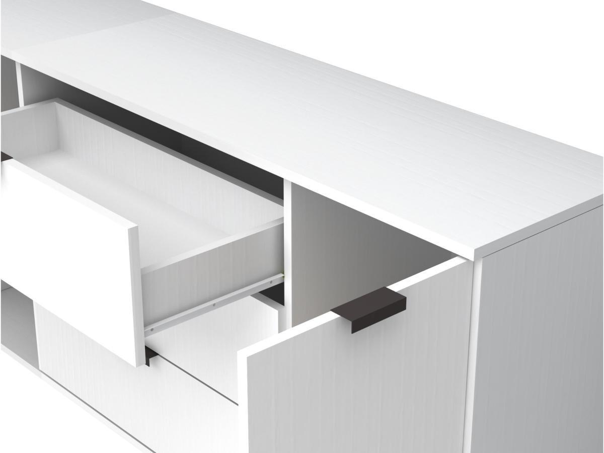 Vente-unique  Credenza con 2 ante e 3 cassetti Bianco e Nero  - MENODA 