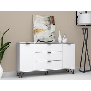 Vente-unique  Credenza con 2 ante e 3 cassetti Bianco e Nero  - MENODA 