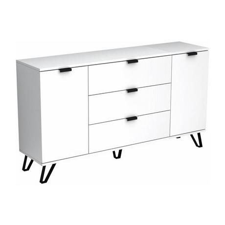 Vente-unique  Credenza con 2 ante e 3 cassetti Bianco e Nero  - MENODA 