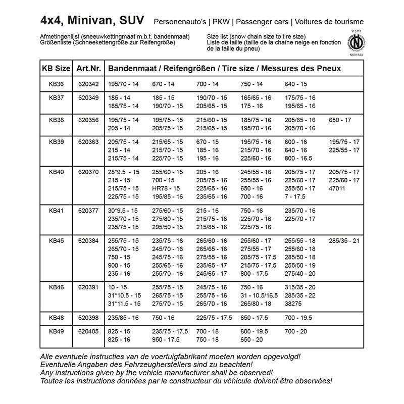 Pricenet Chaînes à neige 16mm KB36  