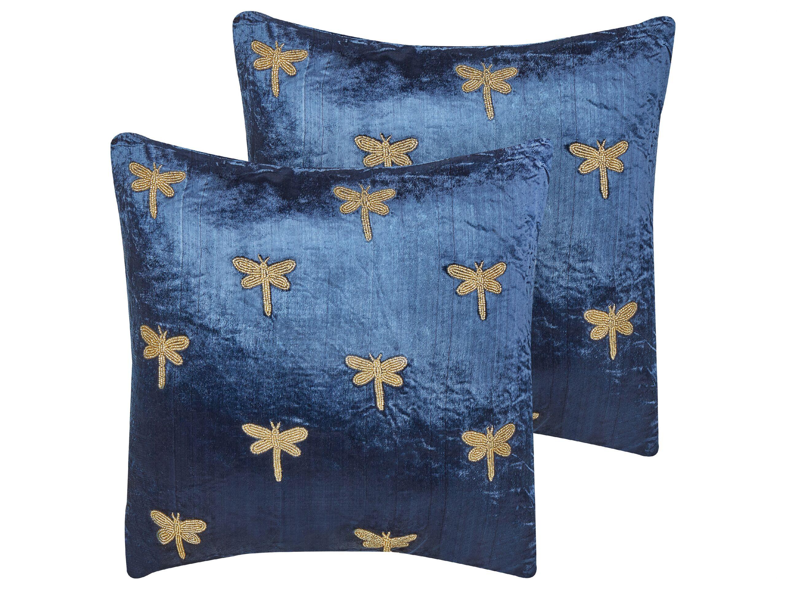 Beliani Lot de 2 coussins en Velours Moderne BLUESTEM  