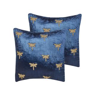 Beliani Lot de 2 coussins décoratifs en Velours Moderne BLUESTEM  