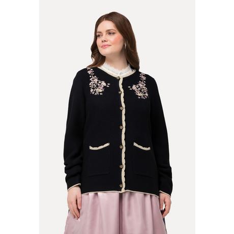 Ulla Popken  Cardigan de tenue traditionnelle bavaroise, broderie florale et col rond. Manches longues 