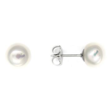 Perlohrstecker 8mm silberfarben poliert