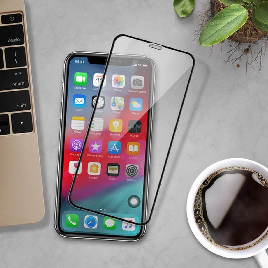 Avizar  Film Verre Trempé iPhone 11/XR Noir 