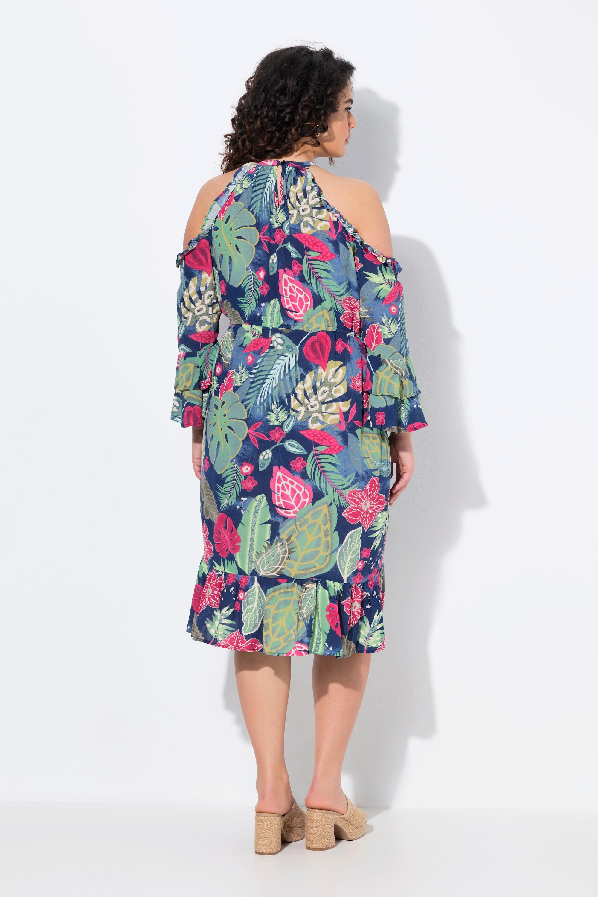 Ulla Popken A-Linie Kleid schulterfrei 3/4-Arm  