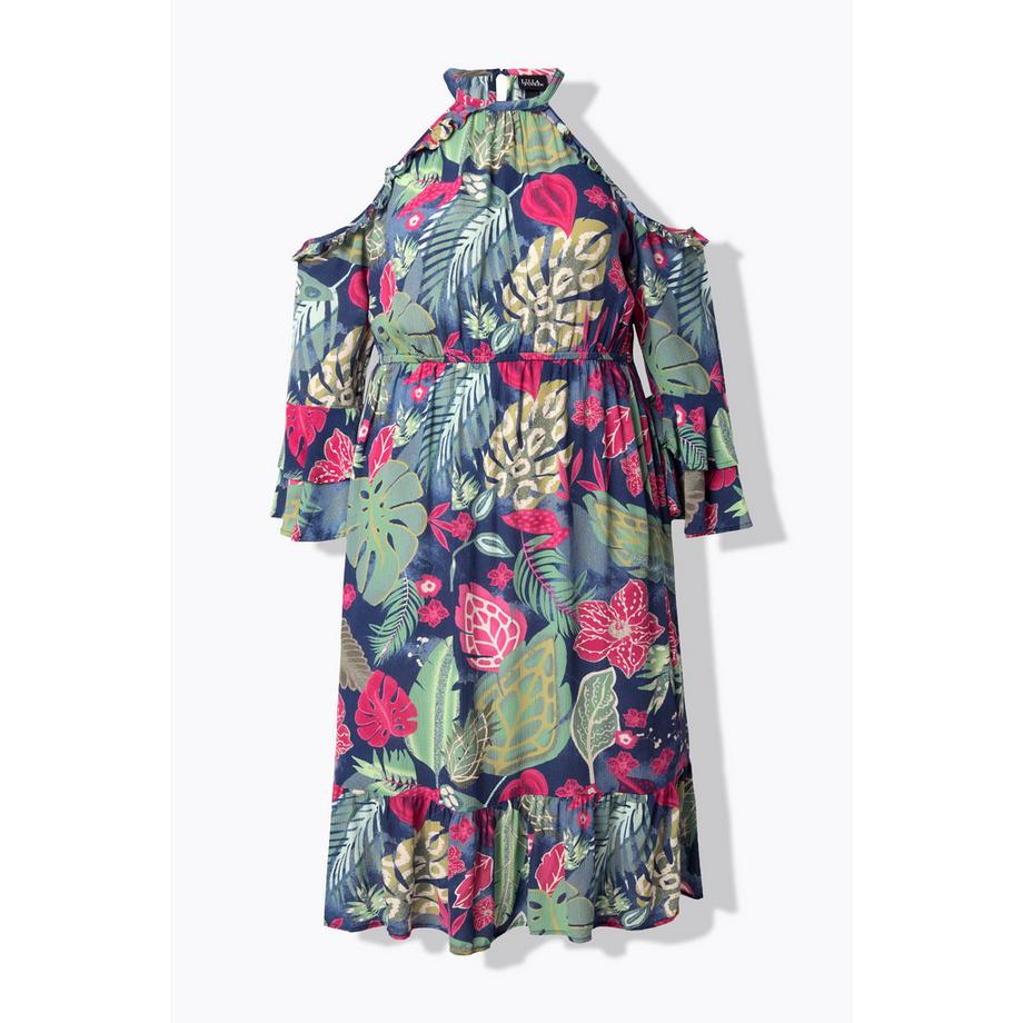 Ulla Popken A-Linie Kleid schulterfrei 3/4-Arm  