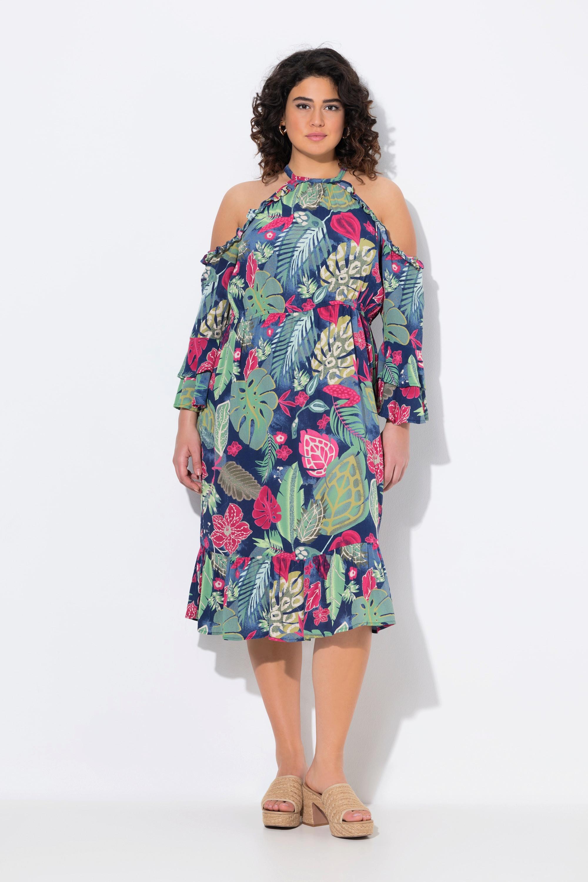 Ulla Popken A-Linie Kleid schulterfrei 3/4-Arm  