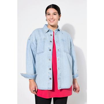 Chemise en jean#, oversized, col de chemise, manches longues