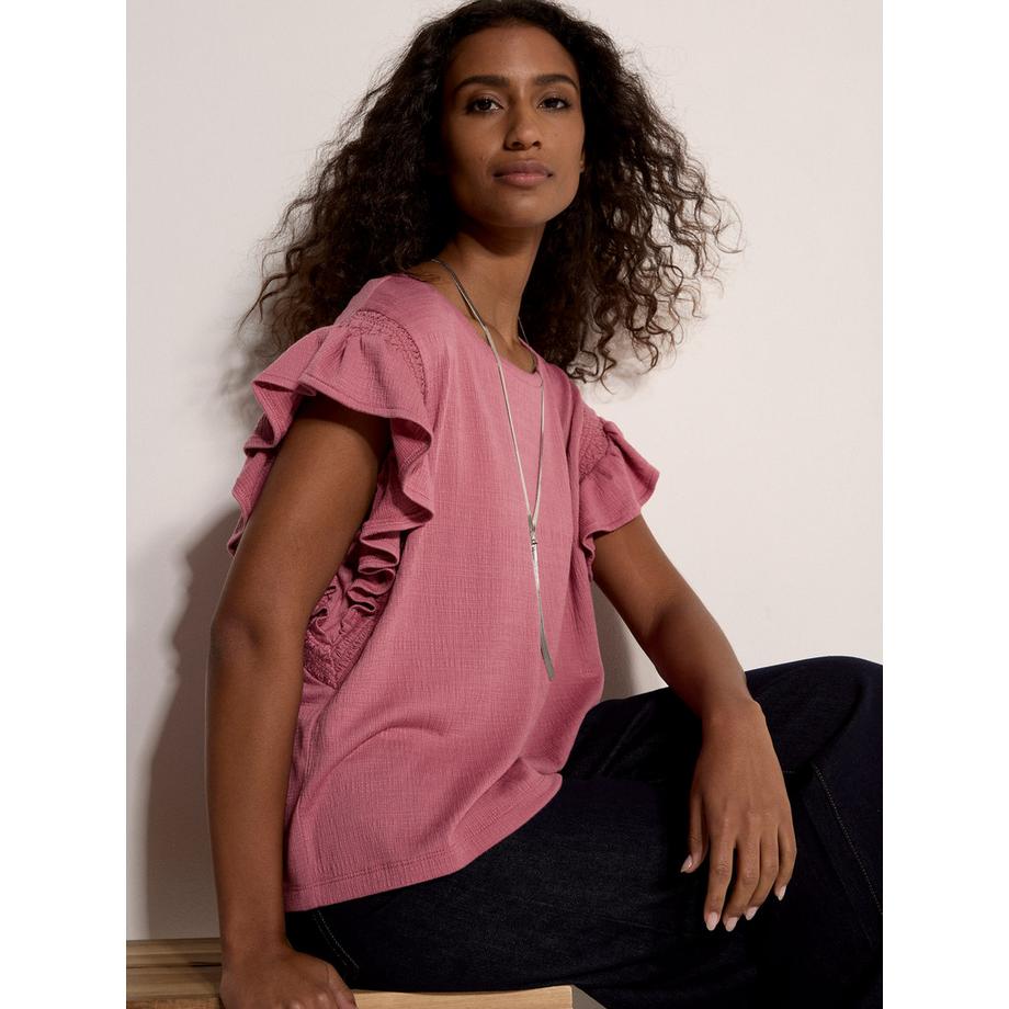 APRICOT Strukturiertes T-Shirt Rüschenärmel  