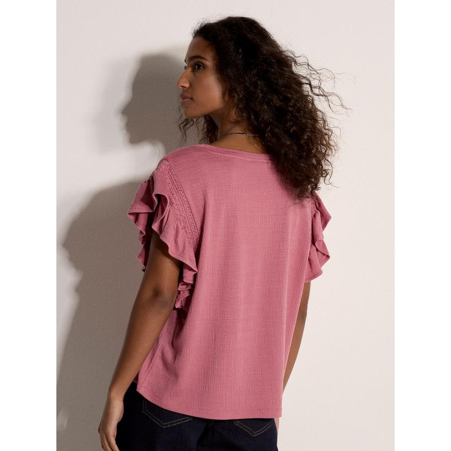 APRICOT Strukturiertes T-Shirt Rüschenärmel  