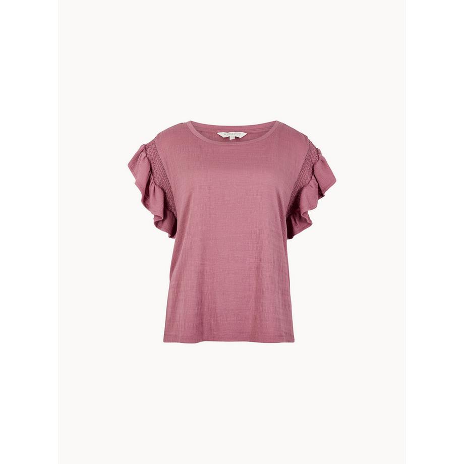 APRICOT Strukturiertes T-Shirt Rüschenärmel  