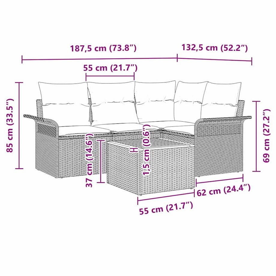VidaXL Divano da giardino Polyrattan  