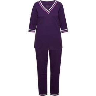 Ulla Popken Pigiama Dettagli a Righe Scollo a V Maniche 3/4  