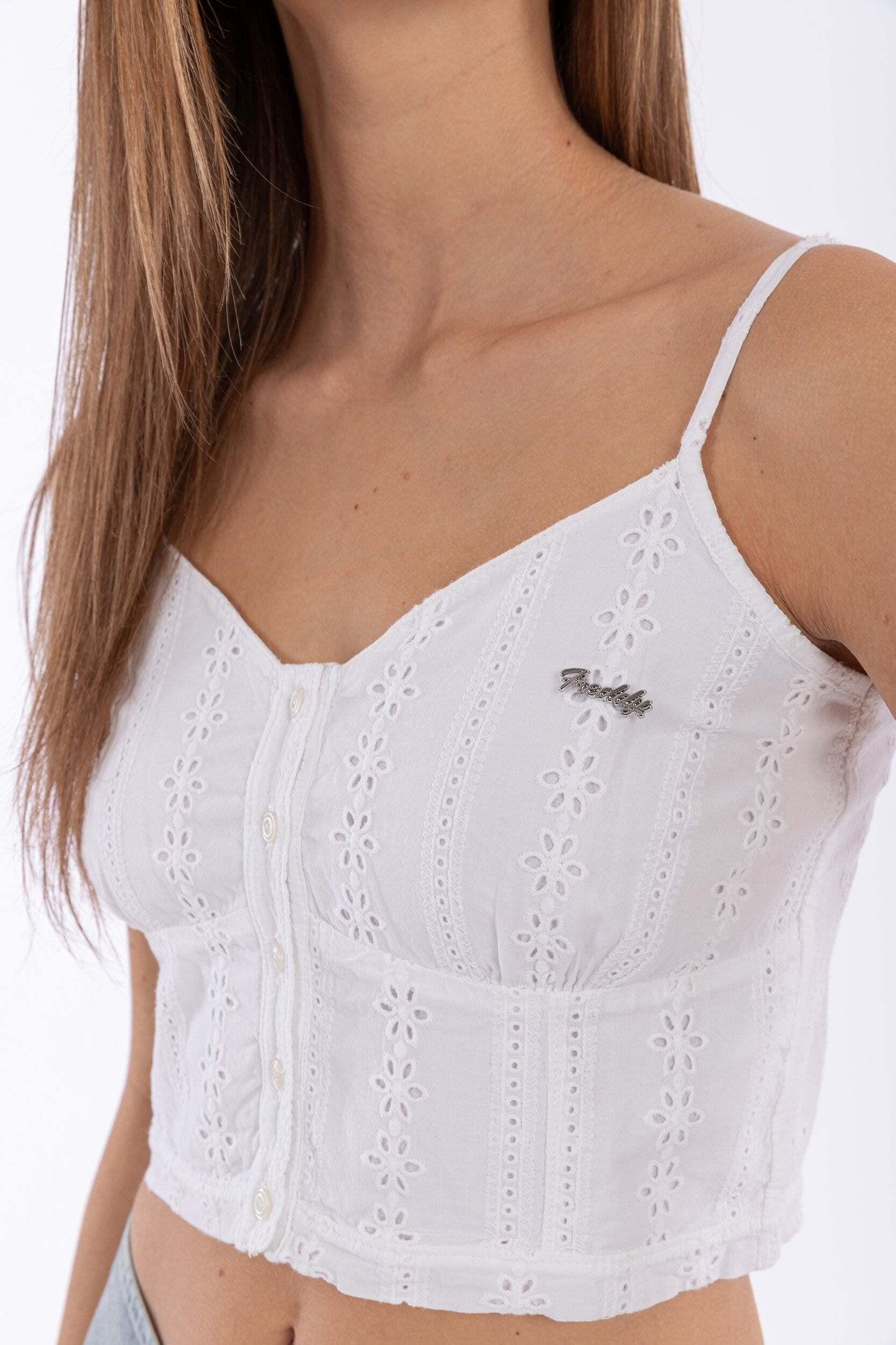 FREDDY Besticktes Knopfleisten Cami Top  