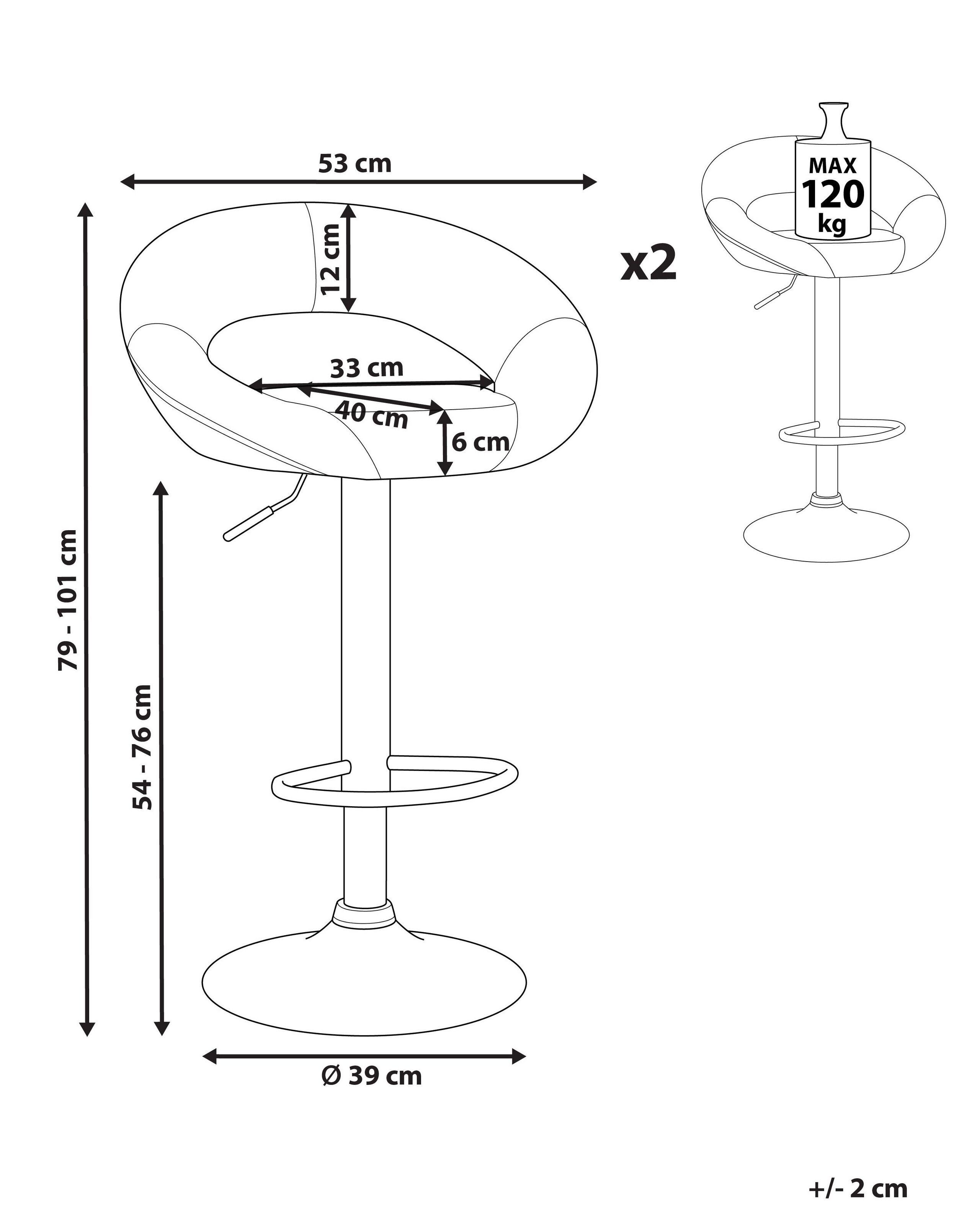 Beliani Lot de 2 tabourets de bar en Cuir PU Moderne PEORIA  