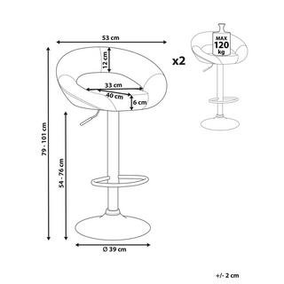 Beliani Lot de 2 tabourets de bar en Cuir PU Moderne PEORIA  