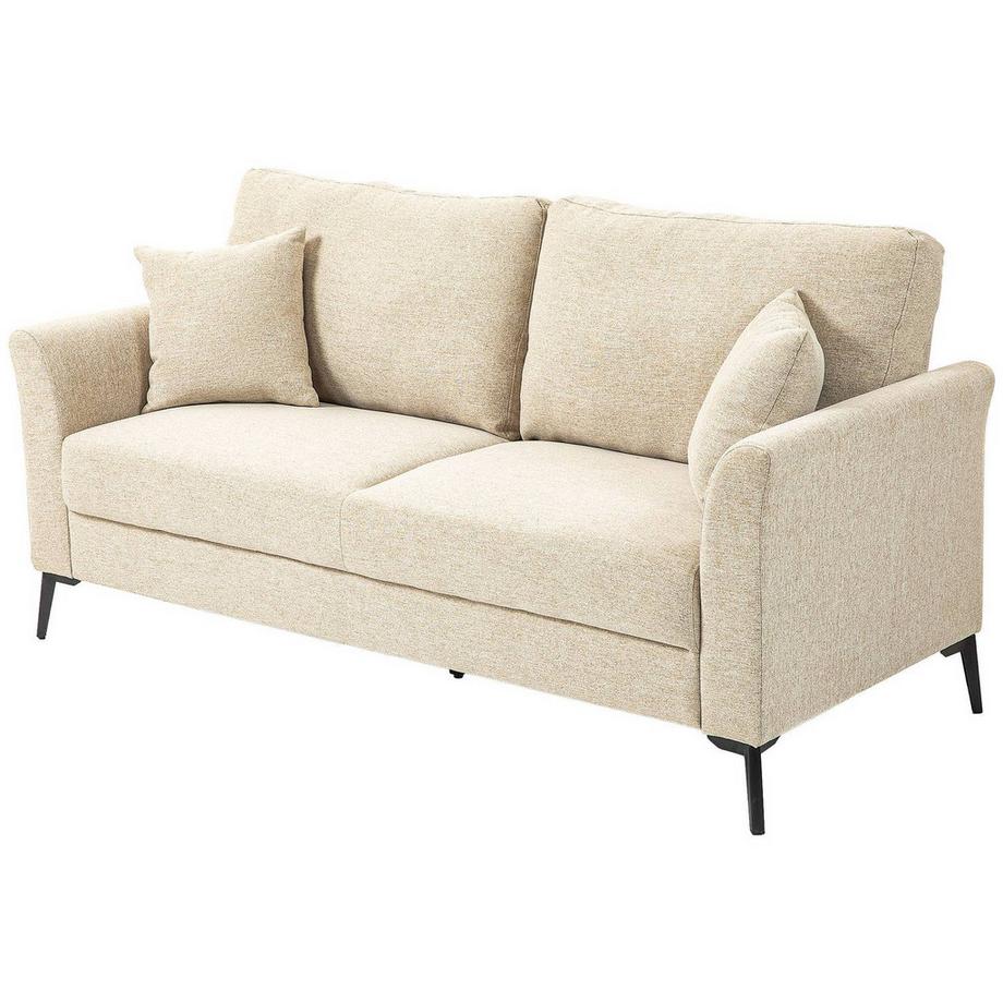 Canapé 2 places, aspect lin, pieds en métal, canapé rembourré, canapé double rembourré pour salon, chambre à coucher, 179 x 80 x 89 cm, beige