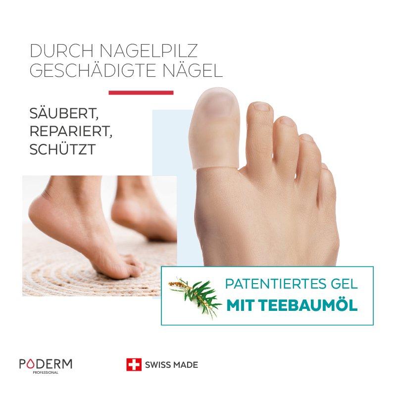 PODERM  Zehenschutz Nagelpilz X2 - Größe L - Von Podologen empfohlen - 100% Natural&Vegan - Swiss Made 