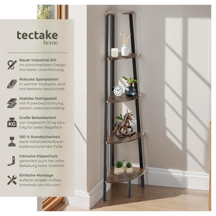 Tectake Eckregal Portland  Industrial Style Holz und Stahl  