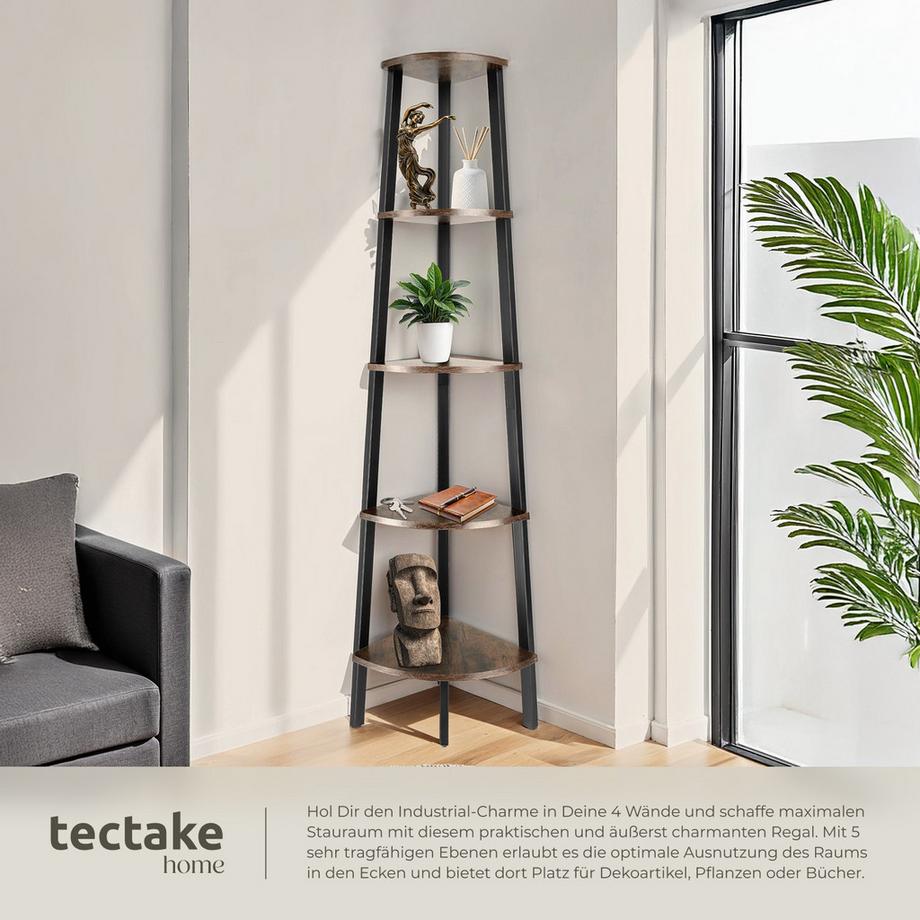 Tectake Eckregal Portland  Industrial Style Holz und Stahl  