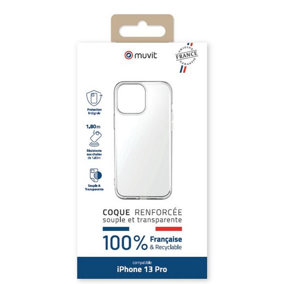 Muvit For France  Coque renforcée souple pour iPhone 13 Pro Muvit For Change Crystal Soft Transparent 