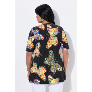 Ulla Popken T-shirt Slinky Imprimé Papillons Col V Manches Courtes  