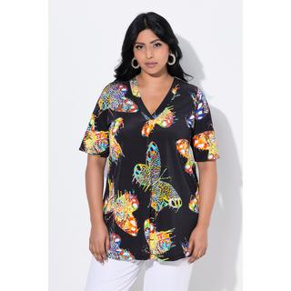 Ulla Popken T-shirt Slinky Imprimé Papillons Col V Manches Courtes  