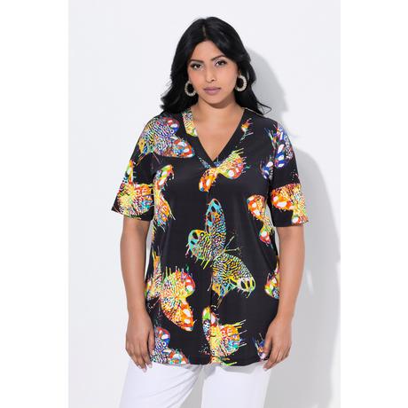 Ulla Popken T-shirt Slinky Imprimé Papillons Col V Manches Courtes  