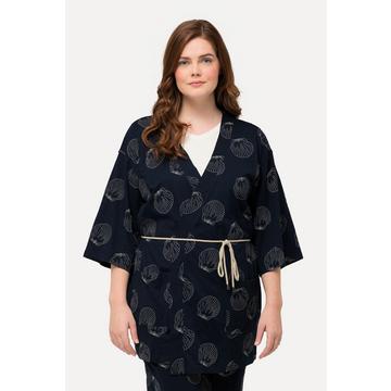 Kimono en coton bio avec broderie, col V et manches 3/4