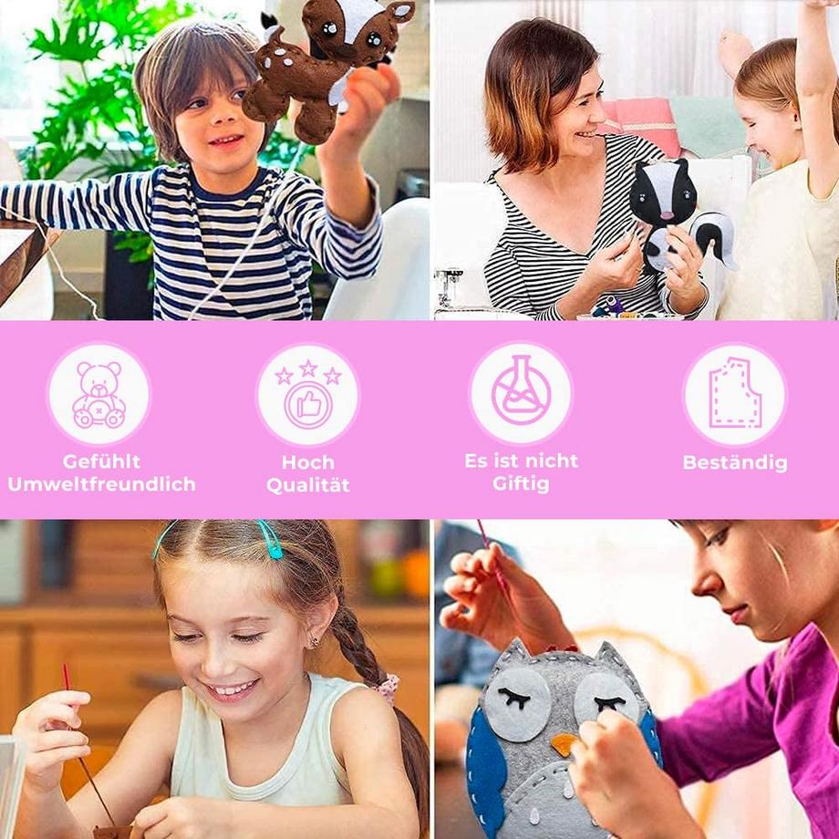 Activity-board  Set de couture animaux de la forêt, set de crochet & broderie enfants, couture magique amusante école d'animaux magiques 