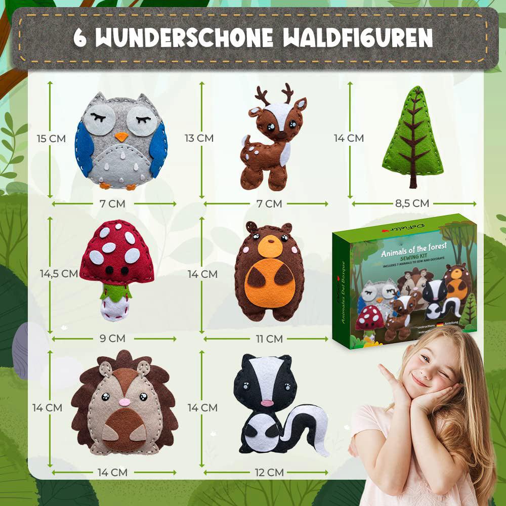 Activity-board  Waldtier-Nähset, Häkel- & Stickset Kinder, magischer Nähspaß Schule der magischen Tiere 