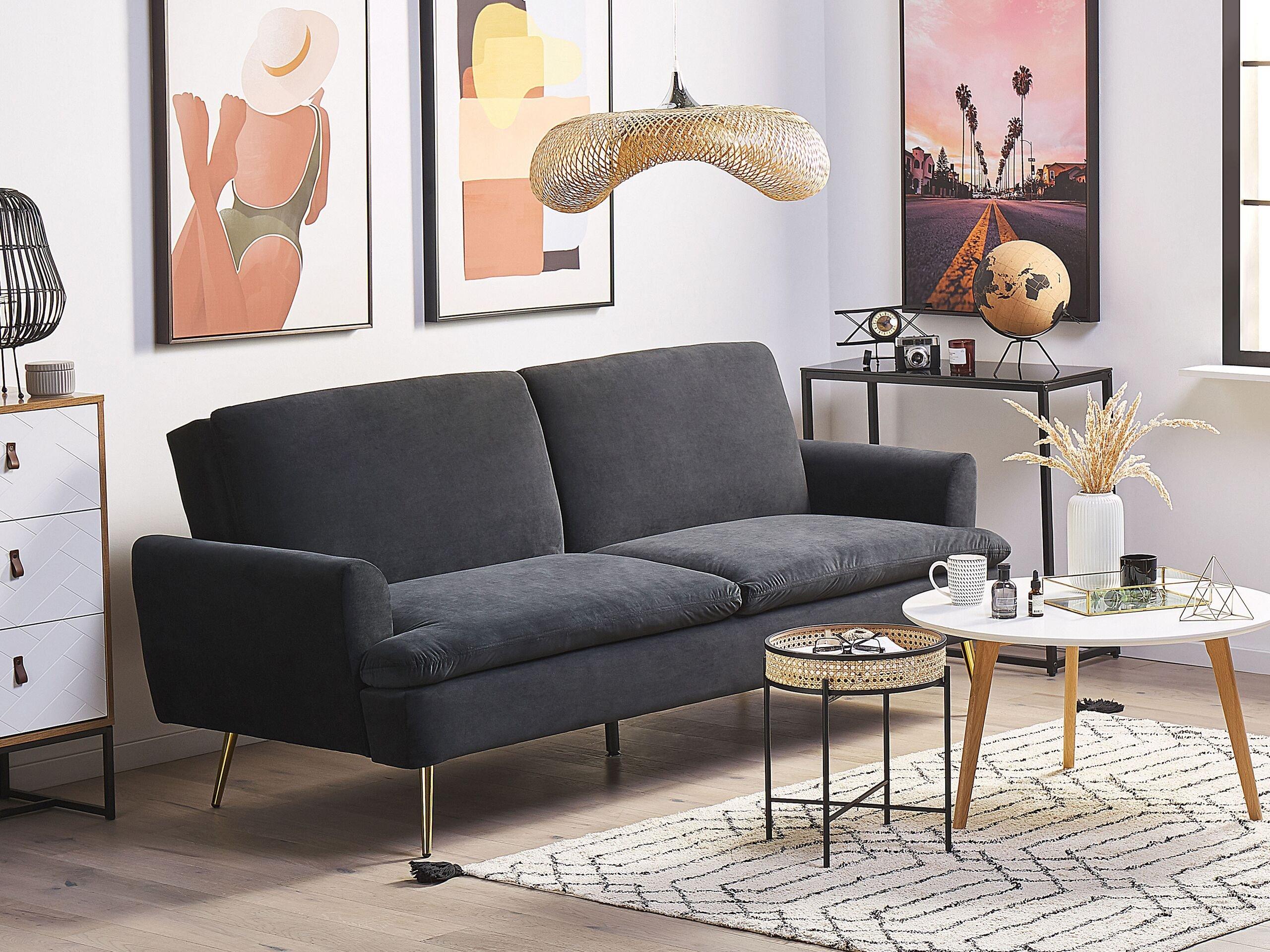 Beliani Schlafsofa aus Samtstoff Modern VETTRE  