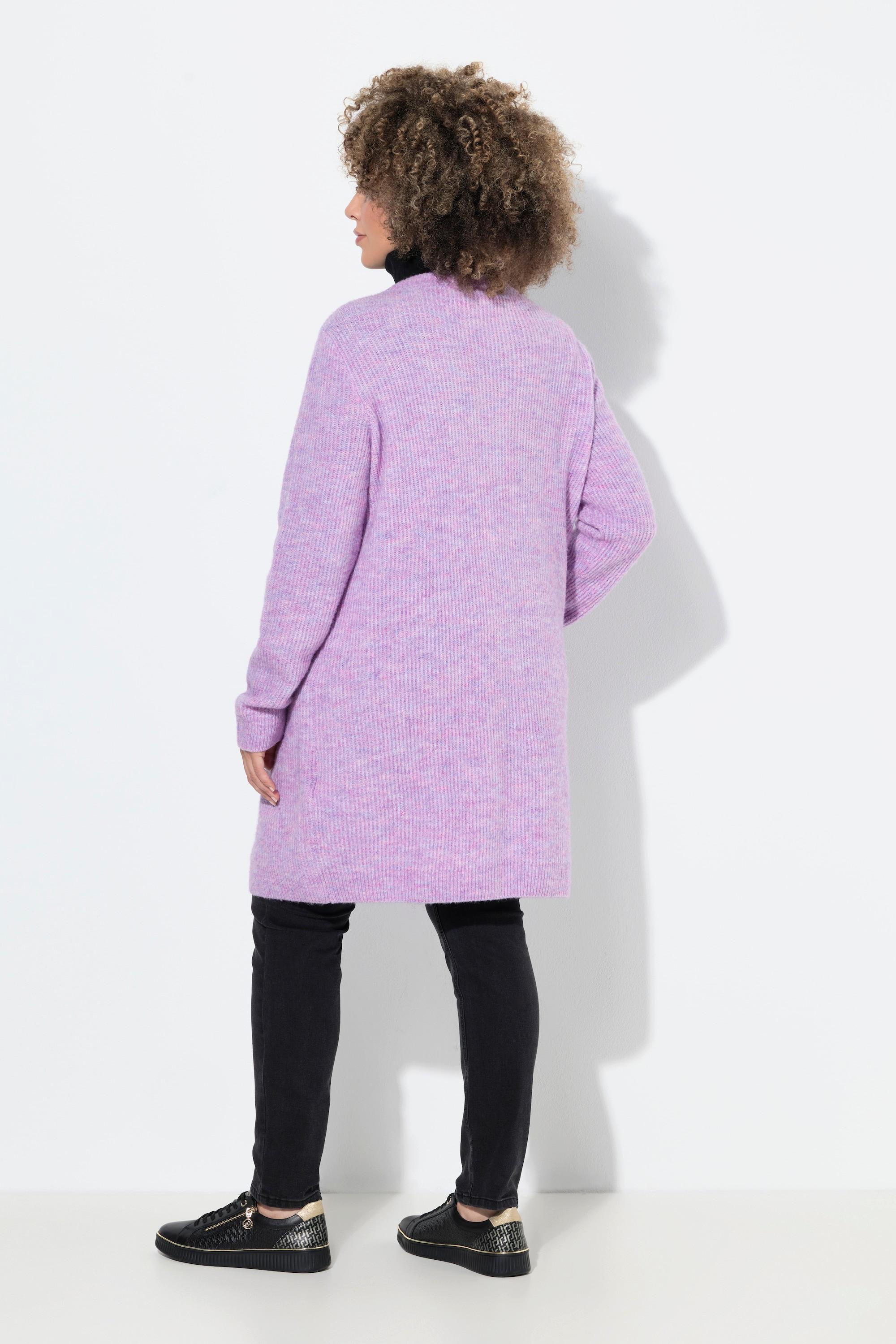 Ulla Popken Cardigan Long Col V en Maille Côtelée  