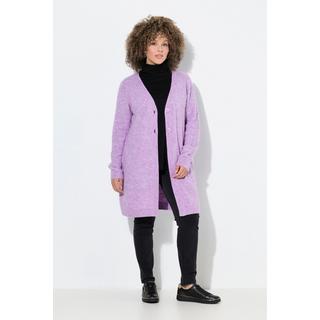 Ulla Popken Cardigan Long Col V en Maille Côtelée  