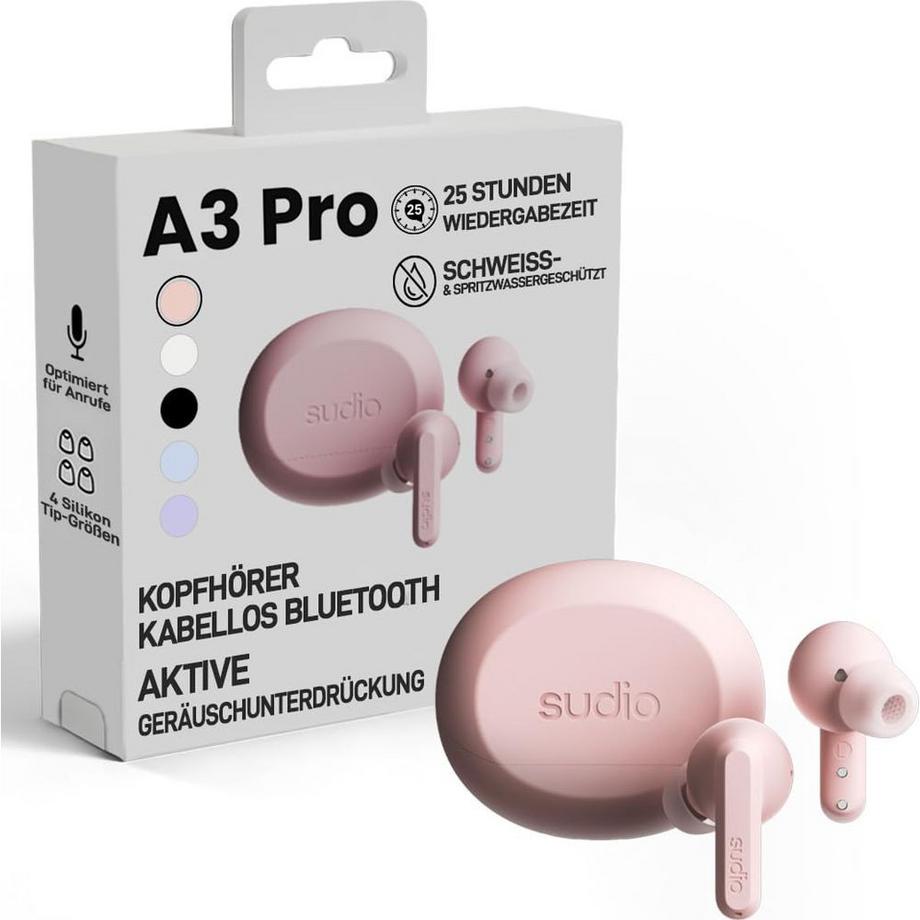 SUDIO  SUDIO Casque A3 Pro Rose Intra-auriculaire True Wireless 